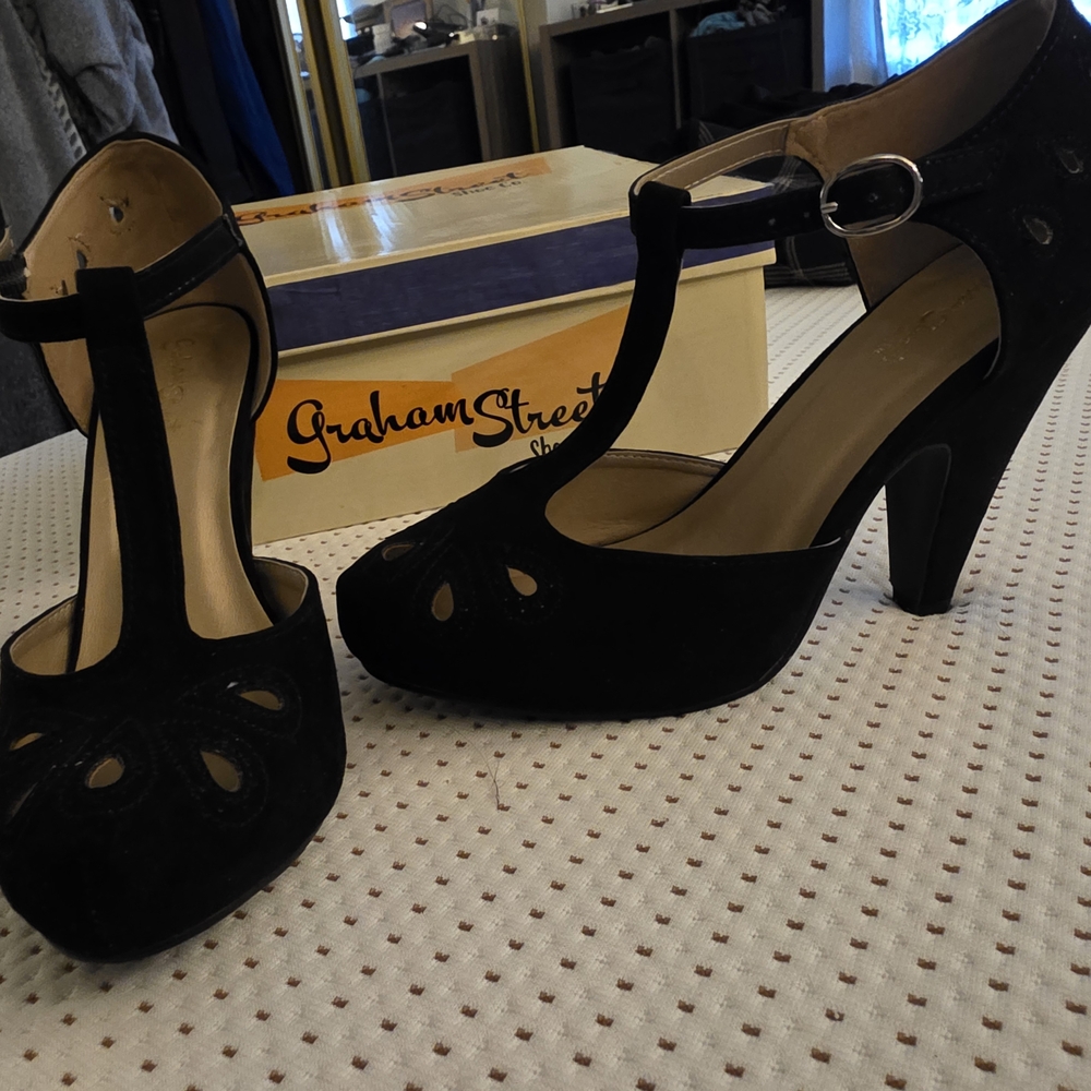 Black Women's T-Strap Heels